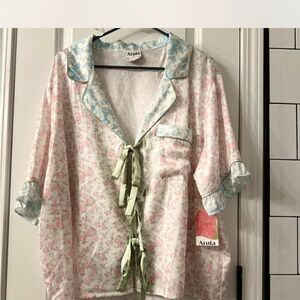 ARULA Satin Feel Floral Sleep Top